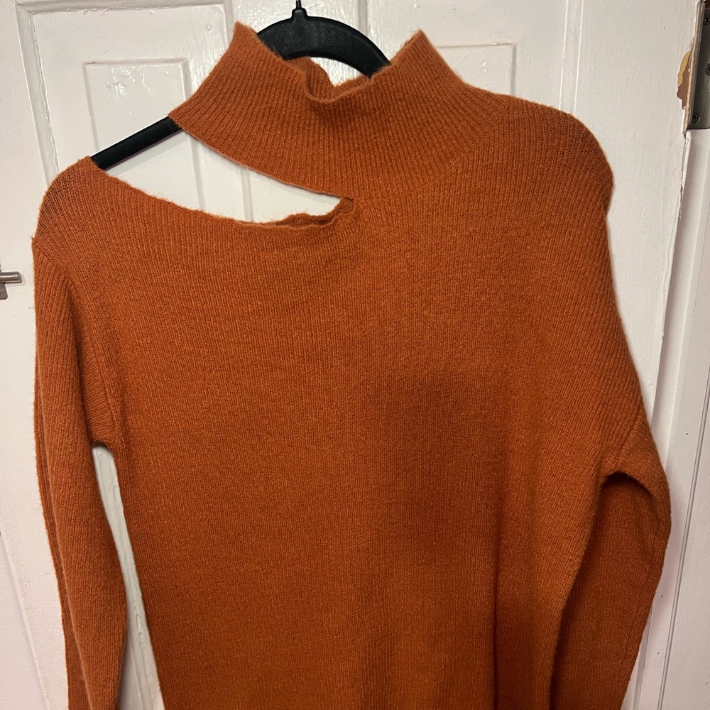 Asymmetrical Burnt Orange Oversized Sweater